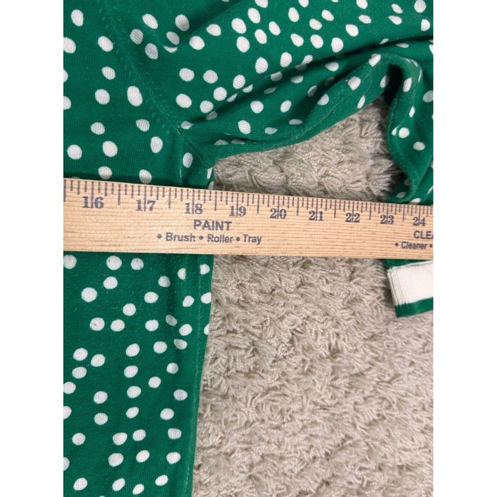 Talbots Lightweight Green Polka Dot Cardigan Sweater 3/4 Sleeve Women's L Preppy - Picture 7 of 8